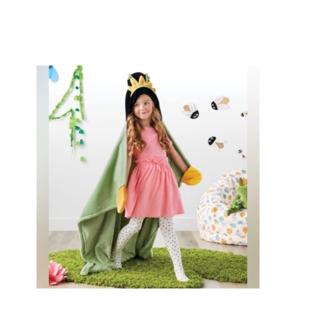 Disney Princess Tiana Kids Hooded Blanket Pillowfort Green Wearable Throw NEW